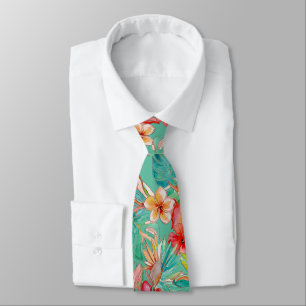 Corbata PixDezines Vintage Lush H2 Hawái Follaje Floral