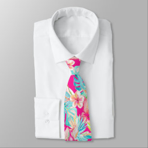 Corbata PixDezines Vintage Pastel H2 Hawái Floral Follaje