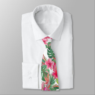 Corbata PixDezines Vintage Pastel H2 Hawái Floral Follaje