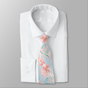 Corbata PixDezines Vintage Pastel H2 Hawái Floral Follaje
