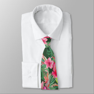 Corbata PixDezines Vintage Pastel H2 Hawái Floral Follaje