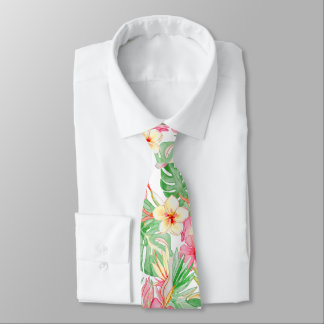 Corbata PixDezines Vintage Pastel H2 Hawái Floral Follaje