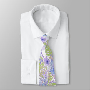 Corbata PixDezines Vintage Pastel H2 Hawái Floral Follaje