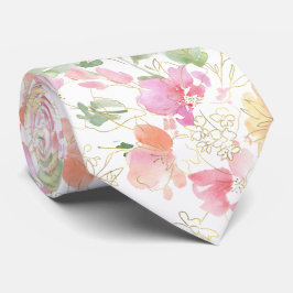 Corbata PixDezines Watercolor Sweetpeas Rubor amarillo ros