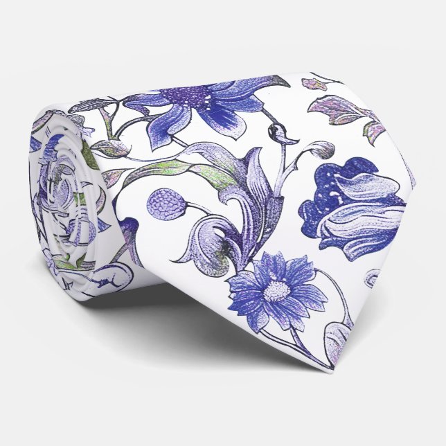 Corbata PixDezines William Morris Floral Purple Green (Enrollado)