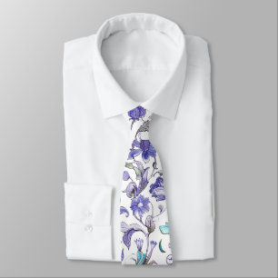 Corbata PixDezines William Morris Floral Púrpura Acuático