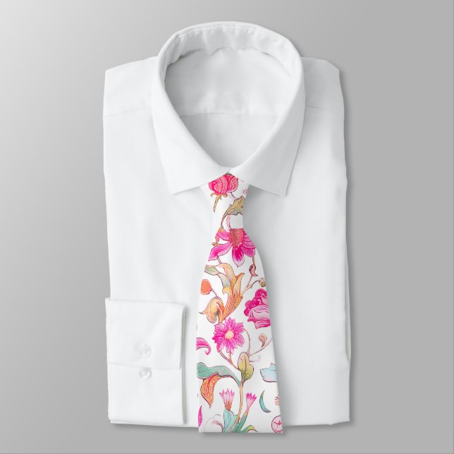 Corbata PixDezines William Morris Rosa Azul (Atado)