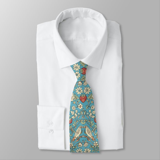 Corbata PixDezines William Morris Strawberry Thief Turques (Atado)