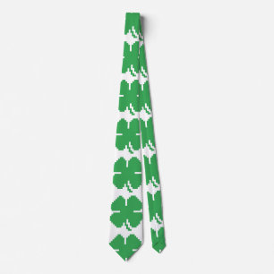 Corbata Pixel Lucky Four Leaf Clover de 8 bits
