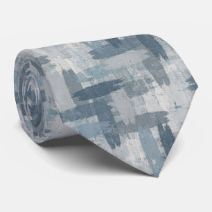 Corbata Pizarra Gris Azul Color Océano Trazo de Pincel Abs