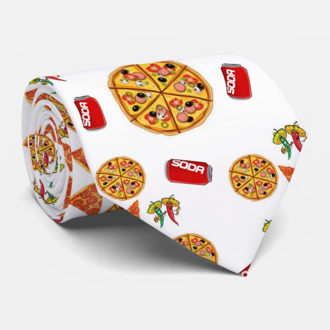 Corbata Pizza del diseñador masculino (Enrollado)