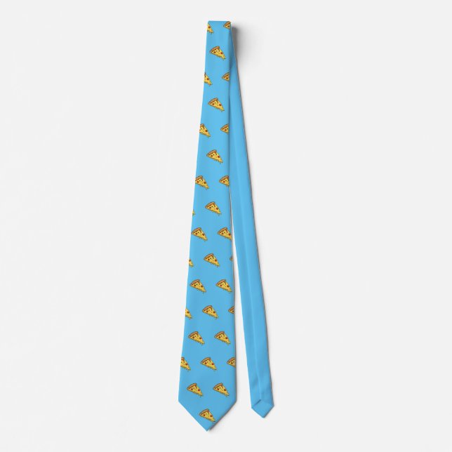 Corbata Pizza Kawaii con patrón de cara (Anverso)