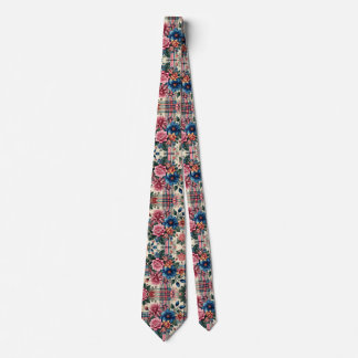 Corbata Placa azul rosa floral monogramada
