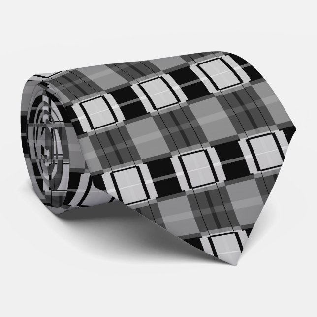 Corbata Placa blanca negra (Enrollado)