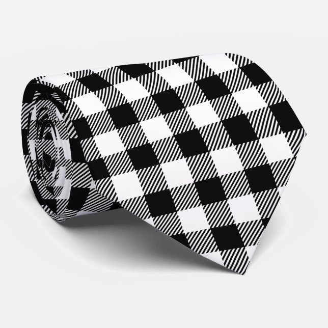 Corbata Placa clásica en blanco y negro (Enrollado)