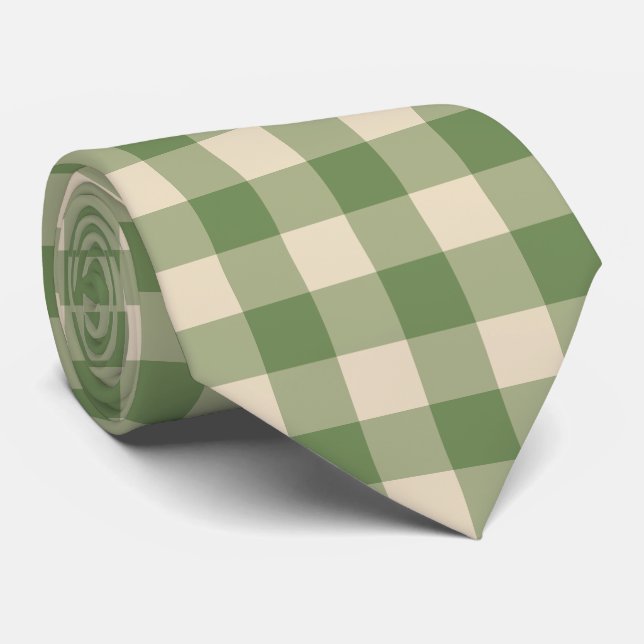 Corbata Placa de control de Gingham de aguacate Green Cott (Enrollado)
