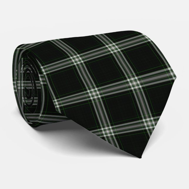 Corbata Placa de tartán negro verde blanco suave (Enrollado)