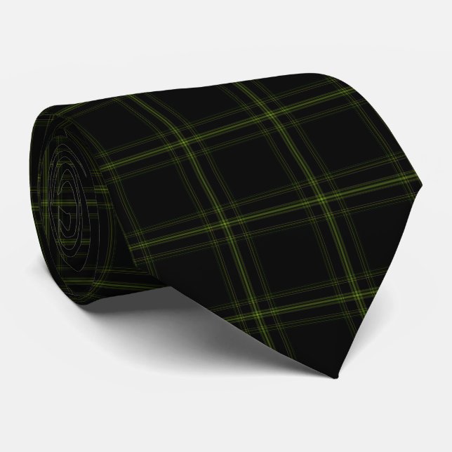 Corbata Placa Tartán negro verde suave (Enrollado)