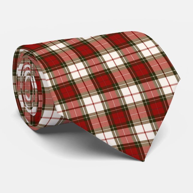 Corbata Plaid beige pálido y rojo (Enrollado)