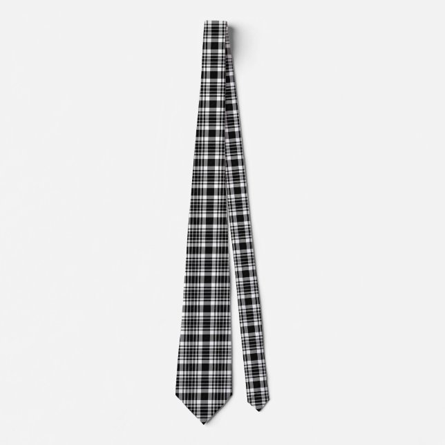 Corbata Plaid - Blanco Negro - Emo - Nillo de cuello (Anverso)