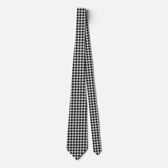 Corbata Plaid - Blanco Negro - Emo - Nillo de cuello (Anverso)