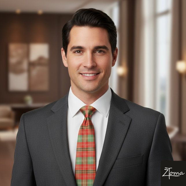 Corbata Plaid de Coral y Salvia (Subido por el creador)