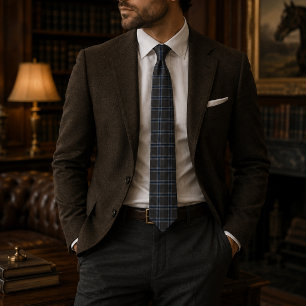 Corbata Plaid de Herencia Ejecutivo   Carbón de Lujo y Azu