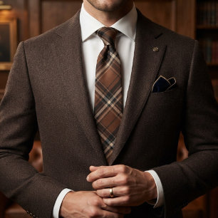 Corbata Plaid de Herencia Tabaco Marrón