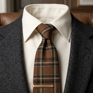 Corbata Plaid de Herencia Tabaco Marrón