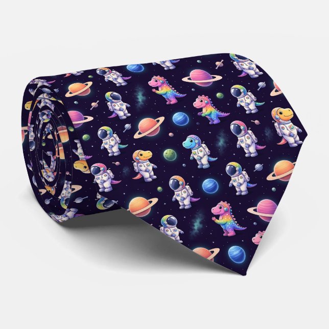 Corbata Planetas del Sistema Solar Intergaláctico de Dinos (Enrollado)