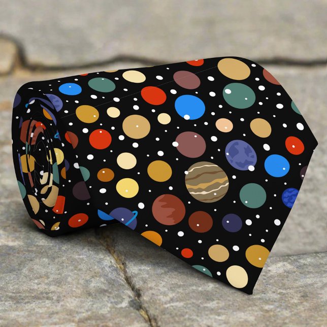 Corbata Planetas Estrellas Moon Night Pattern Seless (Subido por el creador)