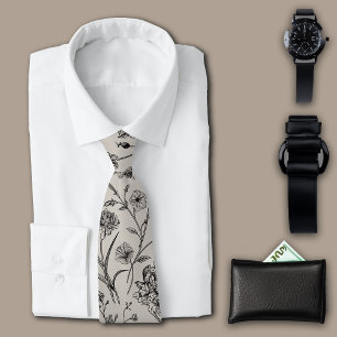 Corbata Plantas botánicas Gris vintage Personalizan Inicia