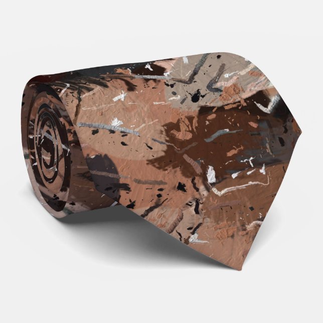Corbata Plantas de pintura gris, marrón y negro (Enrollado)