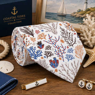 Corbata Plantas Marinas de Vida Marina Sin Costuras