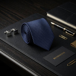 Corbata Plataforma Midnight Navy Platinum Stripe Executive