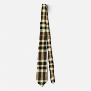 Corbata Platos marrones en crema y negro