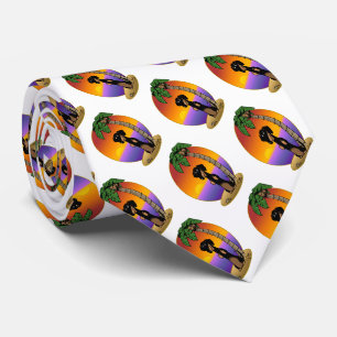 Corbata Playa Cute Tropical Island Dachshund (negro y tost