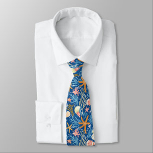 Corbata Playa Retro Concha Naranja Rosa Amarillo Azul