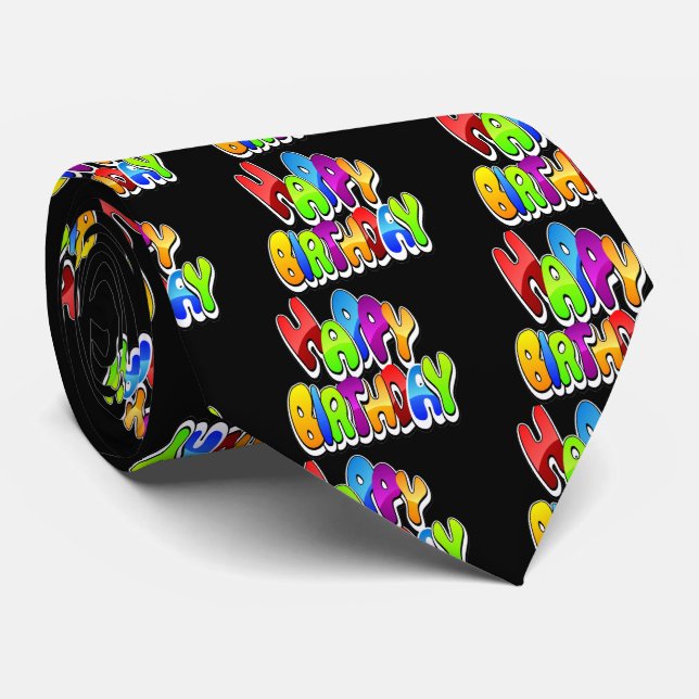 Corbata Playful Happy Birthday Text (Enrollado)