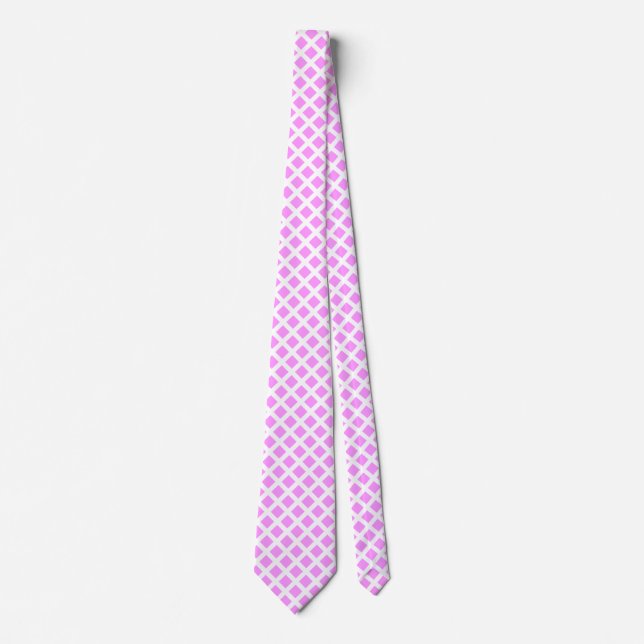 Corbata Plazas diagonales - Violeta clara en el suelo blan (Anverso)