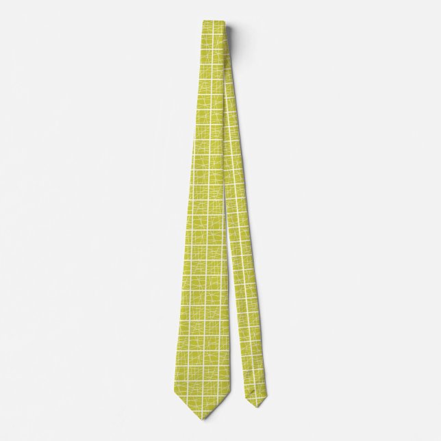 Corbata Plazas rotas - Amarillo bananero sobre blanco (Anverso)
