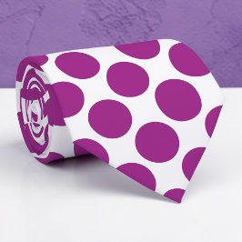 Corbata Plum Purple Polka Dots on White Custom Necktie