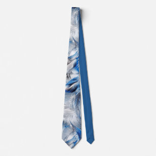 Corbata Pluma Azul Elegante Moderno y con Estilo