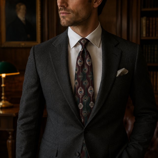 Corbata Pluma de Pavo Real Elegante (Subido por el creador)