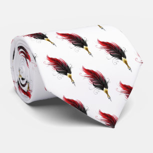 Corbata Pluma de plumas rojas con nido de oro