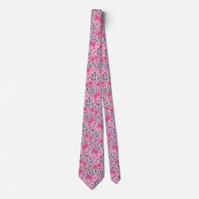Corbata Poder de flor rosa rosado (Anverso)