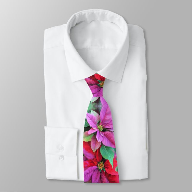Corbata Poinsettias de los Navidades de los lazos masculin (Atado)