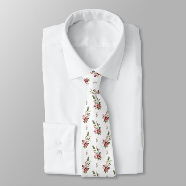 Corbata Poinsettias & Holly & Berries Tie (Atado)