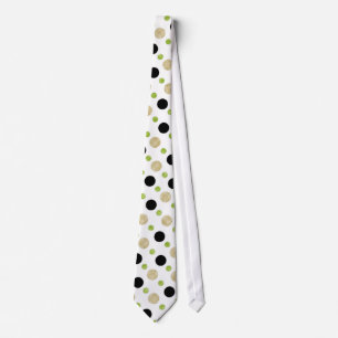 Corbata Polka blanco/negro/verde y polaco blanco