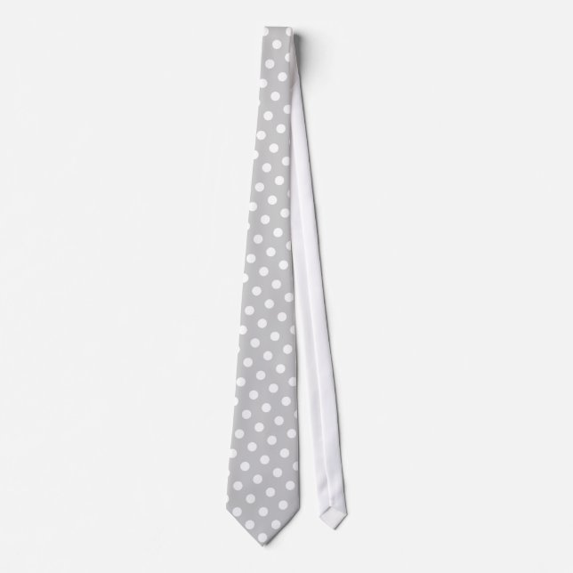 Corbata Polka blanco y gris (Anverso)